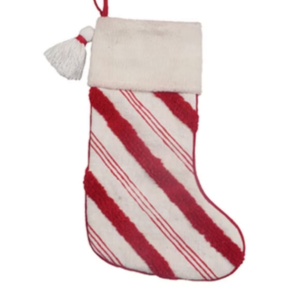 CANDY CANE STRIPED RED 18 INCH SHERPA CHRISTMAS STOCKING BNWT SO 1 LEFT! - Picture 5 of 5